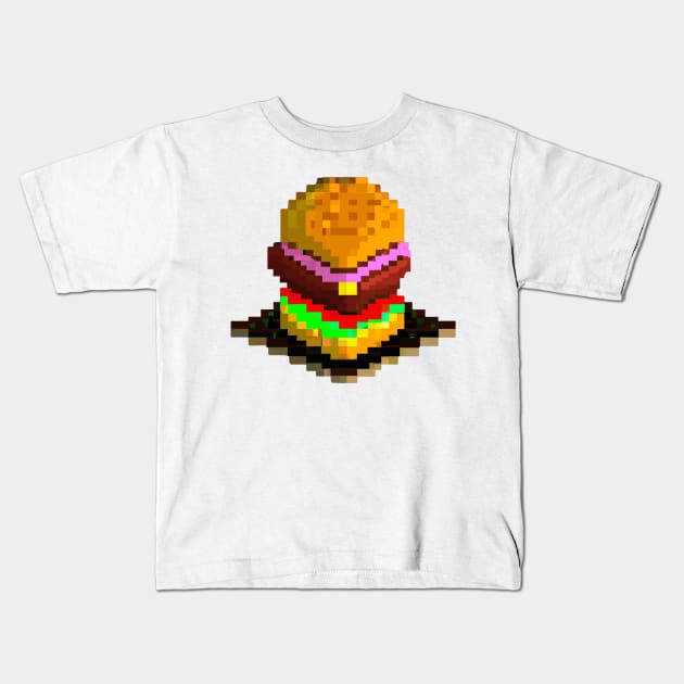 Pixel art burger 2 Kids T-Shirt by BoutiqueDruide